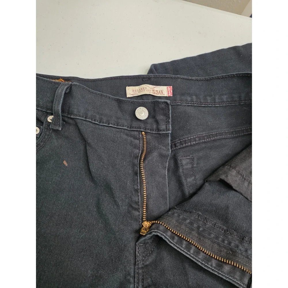 Levis 550 Jeans Womens 30 / 12 Black Relaxed Boot Cut Stretch Mid Rise Dark Wash